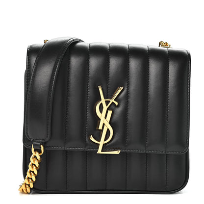 Saint Laurent Lambskin Matelasse Monogram Medium Vicky Chain Bag Black 1 of 11