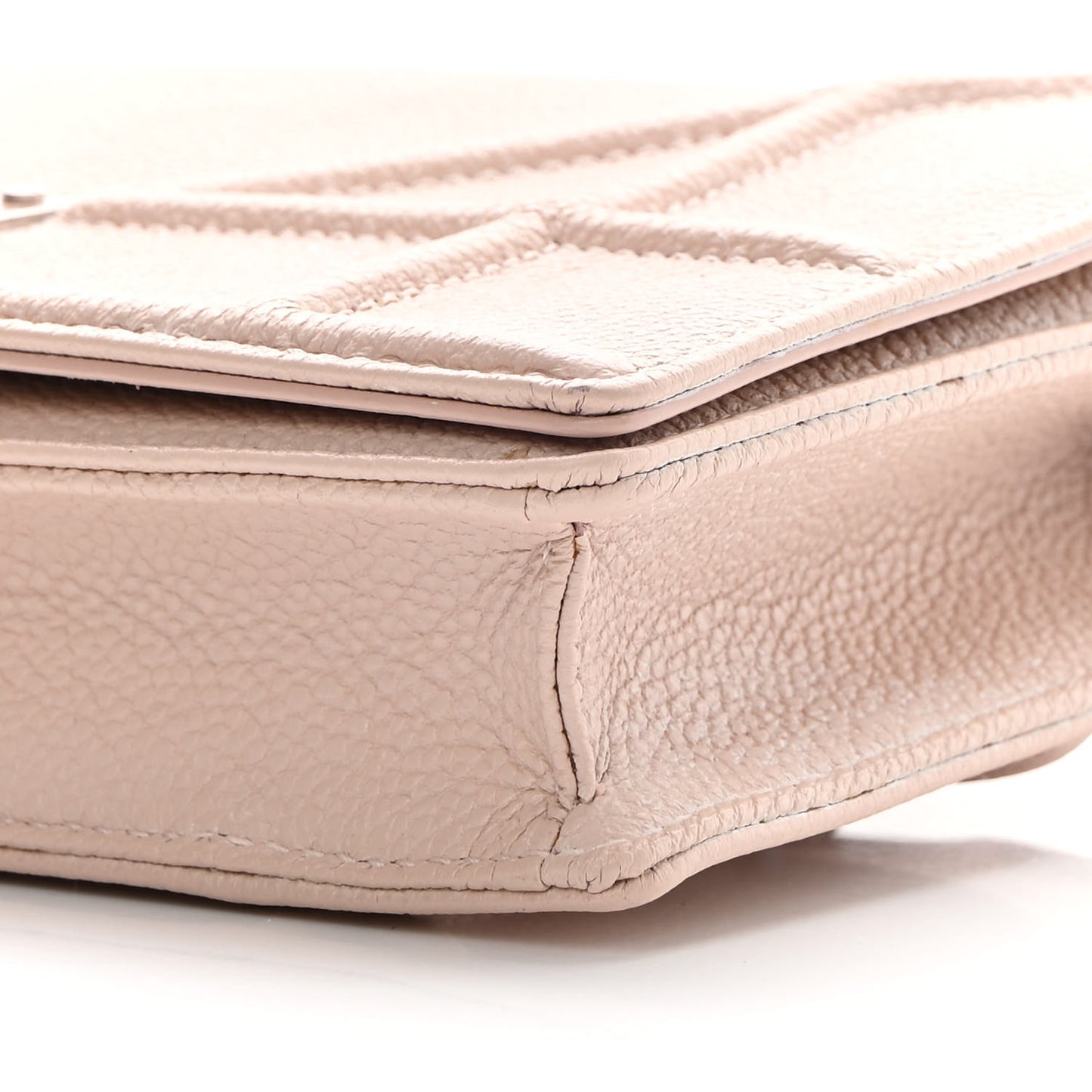 Grained Calfskin Diorama Wallet on Chain Pouch Nude
