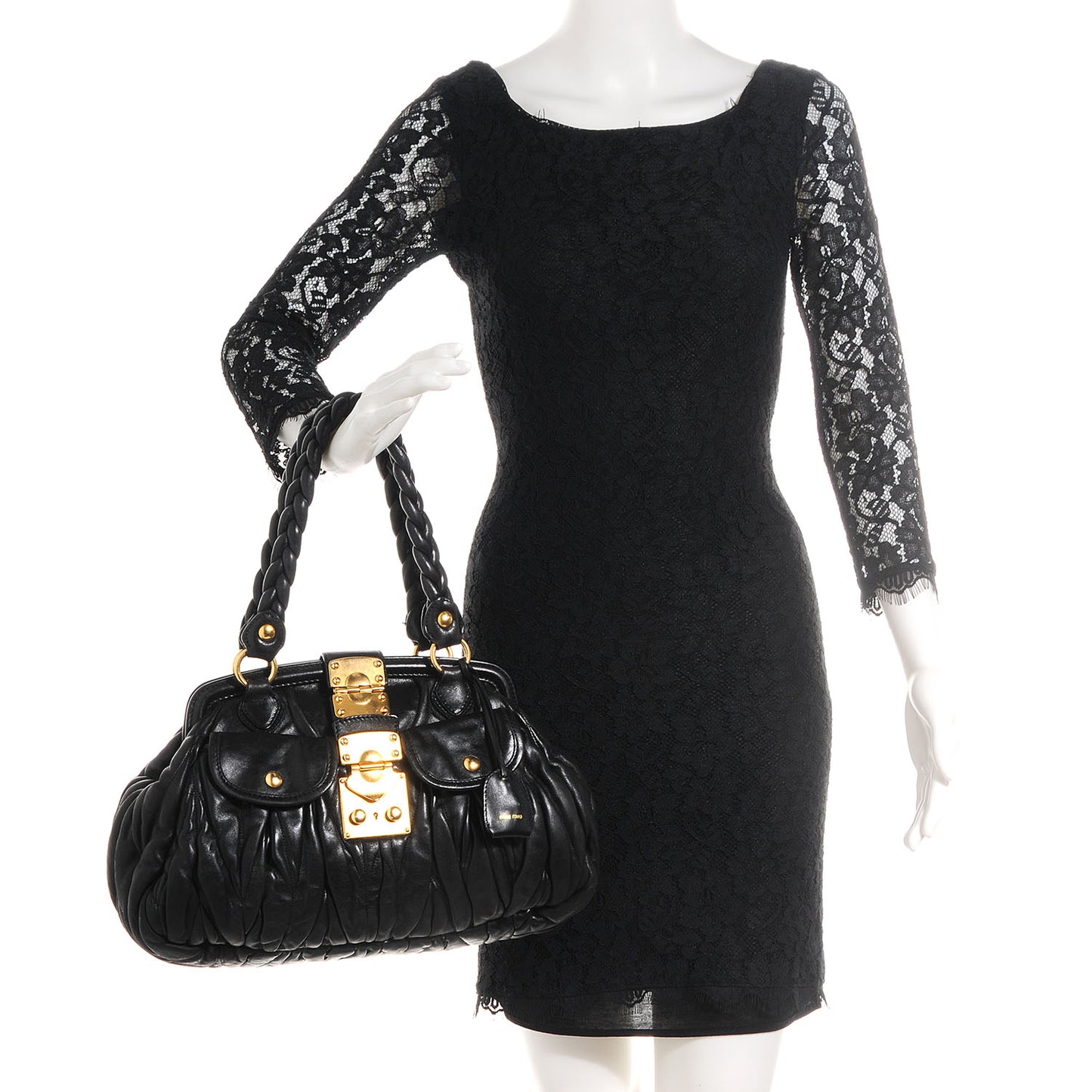 Nappa Matelasse Coffer Frame Tote Black