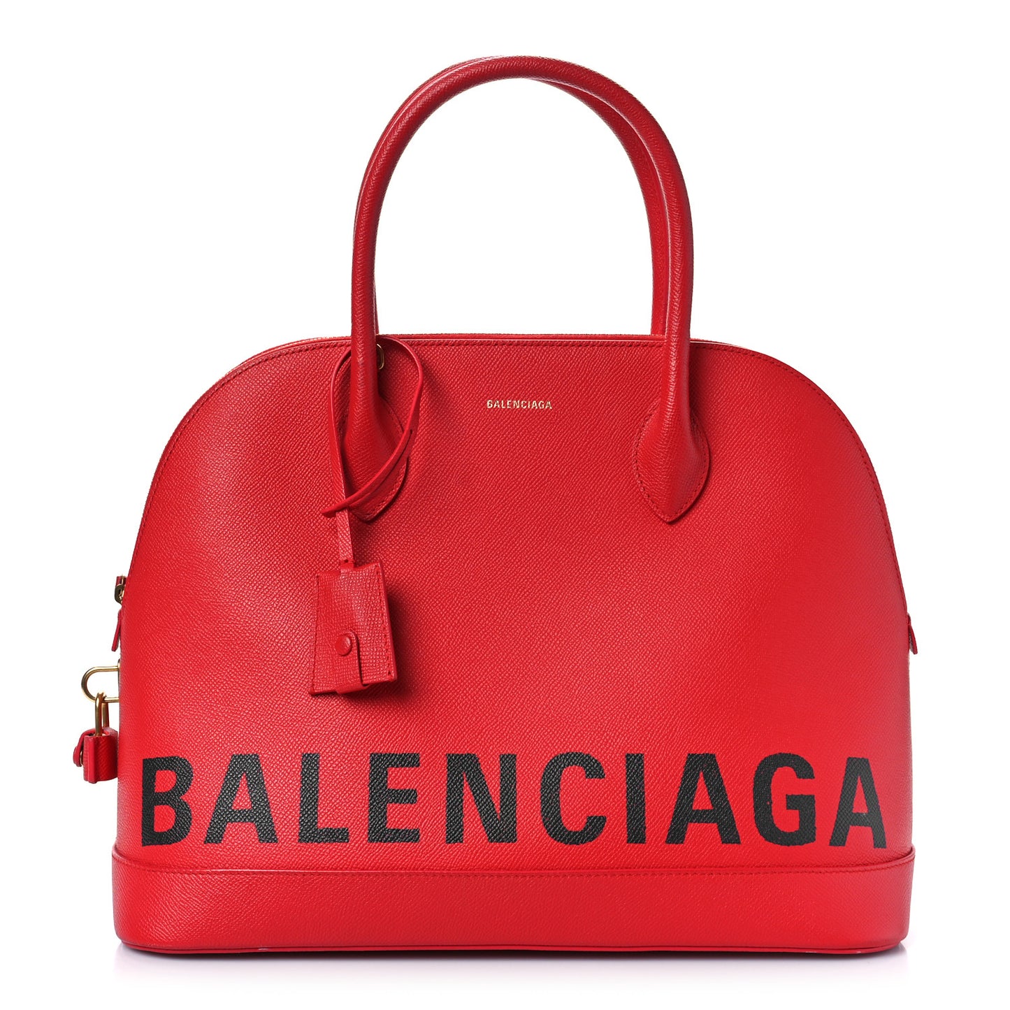Grained Calfskin M Ville Top Handle Bag Rouge Coquelicot