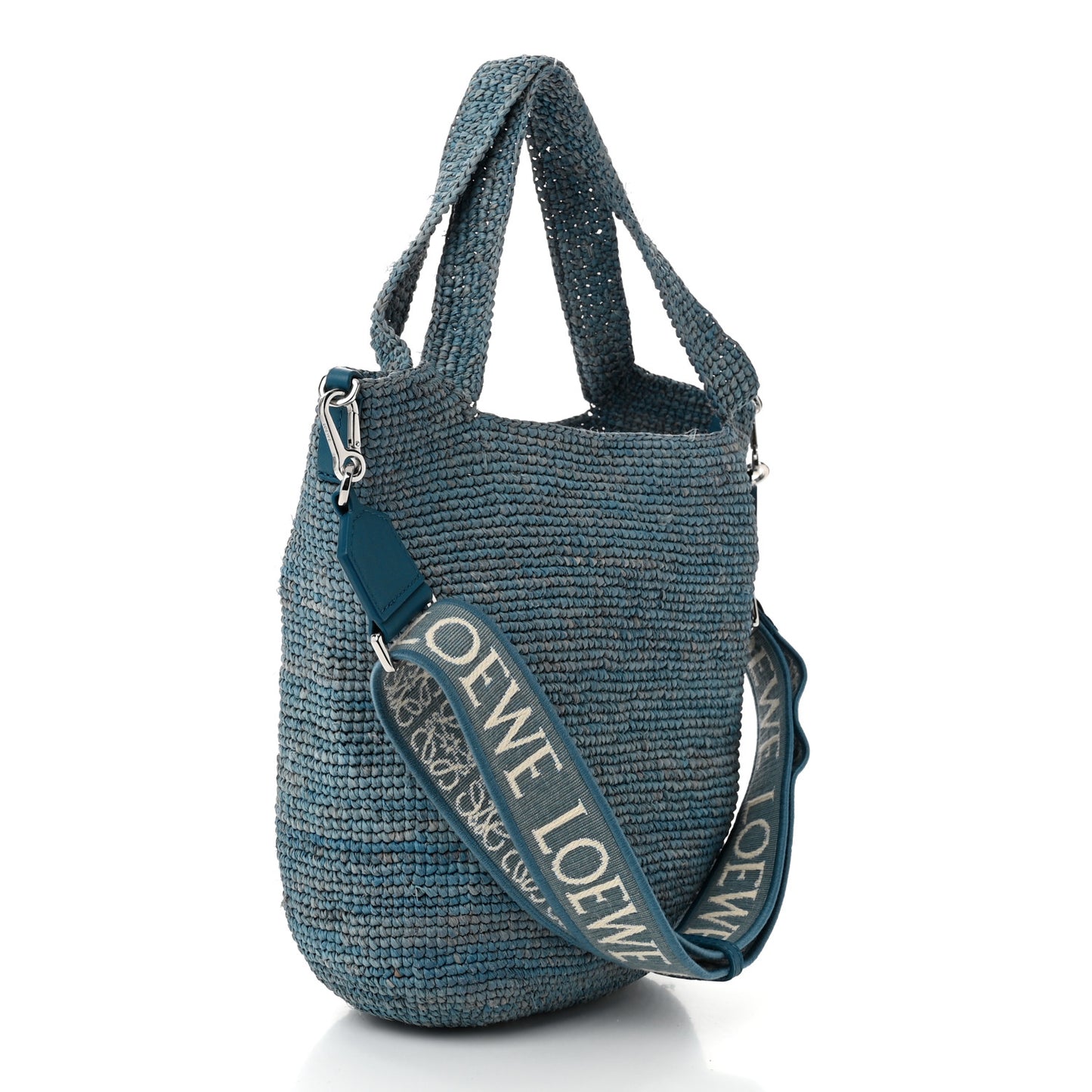 Raffia Mini Slit Tote Bag Blue