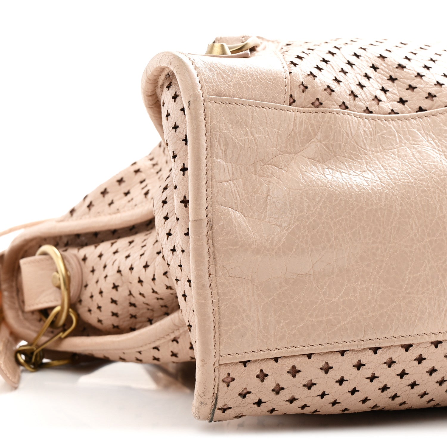Balenciaga Agneau Laser Cut Cross Classic Gold Hardware City Rose Peach 9 of 10