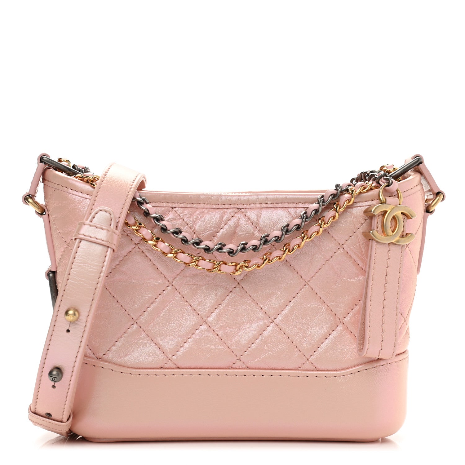 Chanel Iridescent Aged Calfskin Quilted Small Gabrielle Hobo Rose 1 of 11