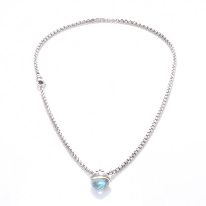 David Yurman Sterling Silver and 14k Gold Blue Topaz Acorn Pendant Necklace 3 of 5