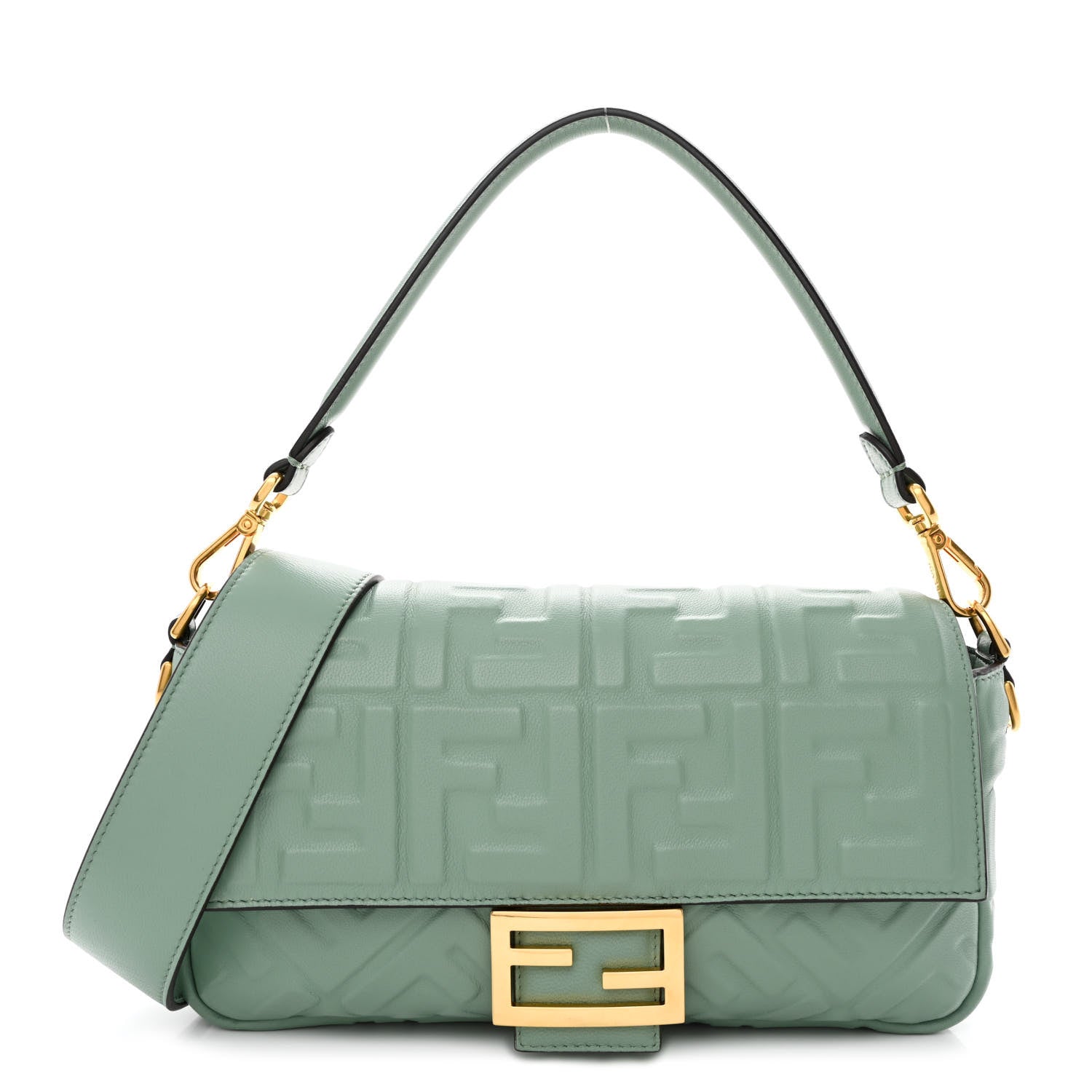 Fendi Nappa FF 1974 Embossed Baguette Menta 1 of 10