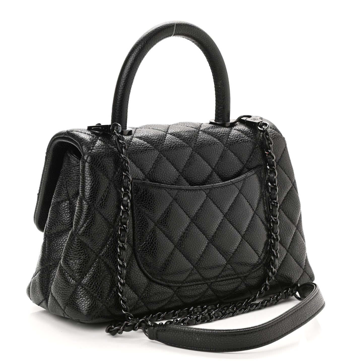 Caviar Quilted Mini Coco Handle Flap So Black