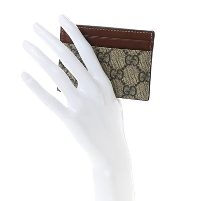 Gucci GG Supreme Monogram Calfskin Card Holder Beige Ebony Cuir 2 of 6