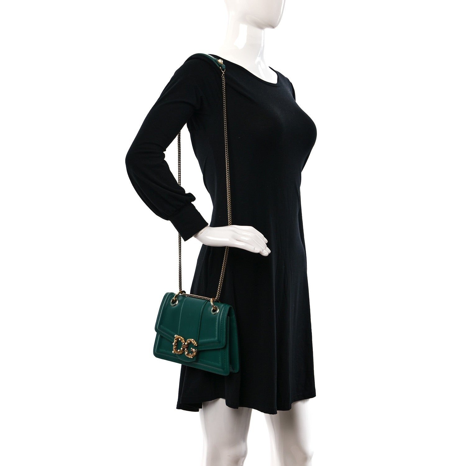 Dolce & Gabbana Smooth Calfskin Small DG Amore Envelope Bag Green 2 of 11