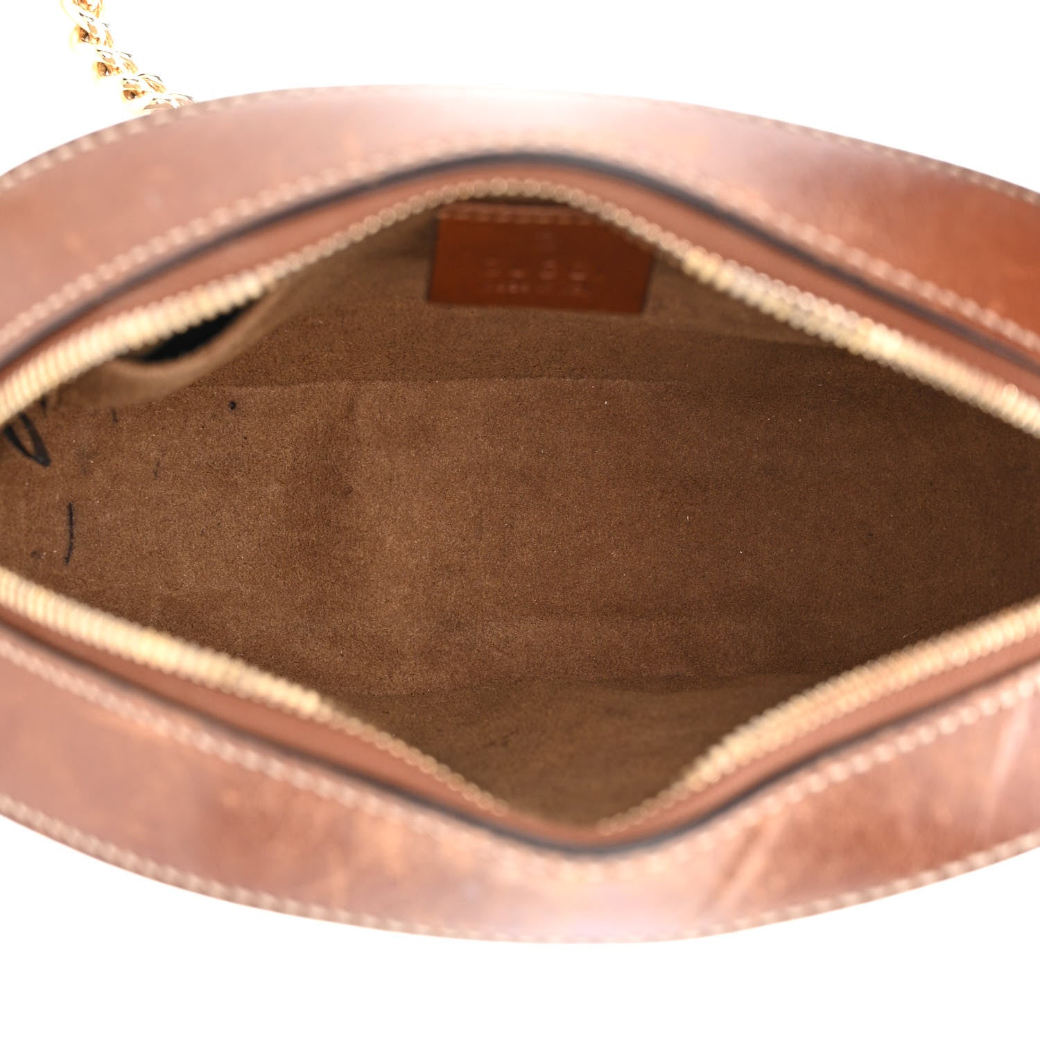 Gucci GG Supreme Monogram Cuoio Toscano Mini Chain Shoulder Bag Beige Ebony Cuir 5 of 16