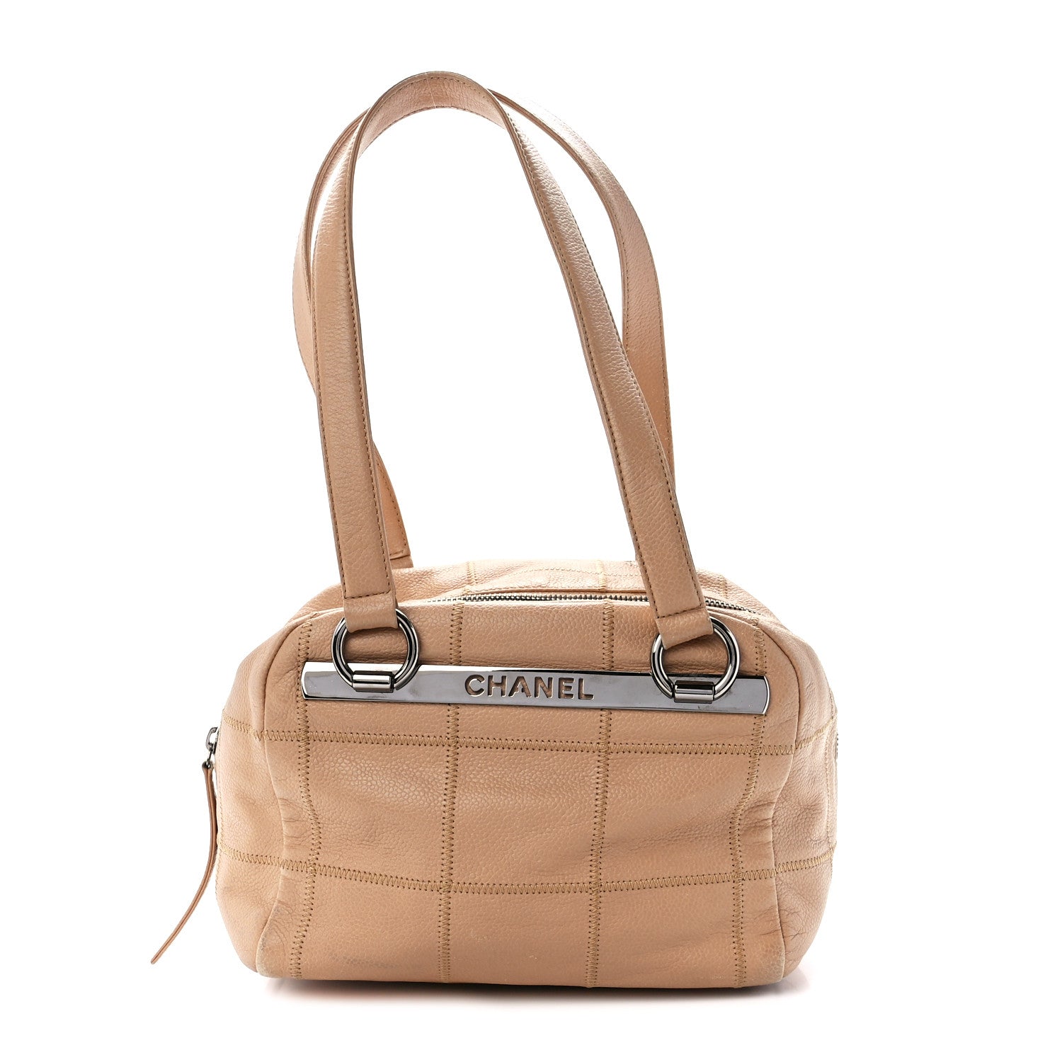 Chanel Caviar Square Stitched Bowler Beige 1 of 10