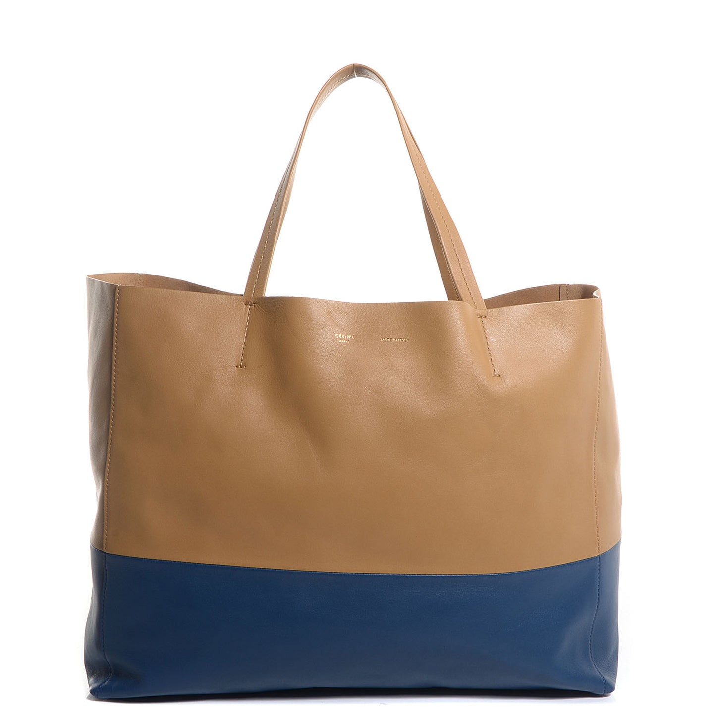 Lambskin Horizontal Bi-Cabas Blue Camel