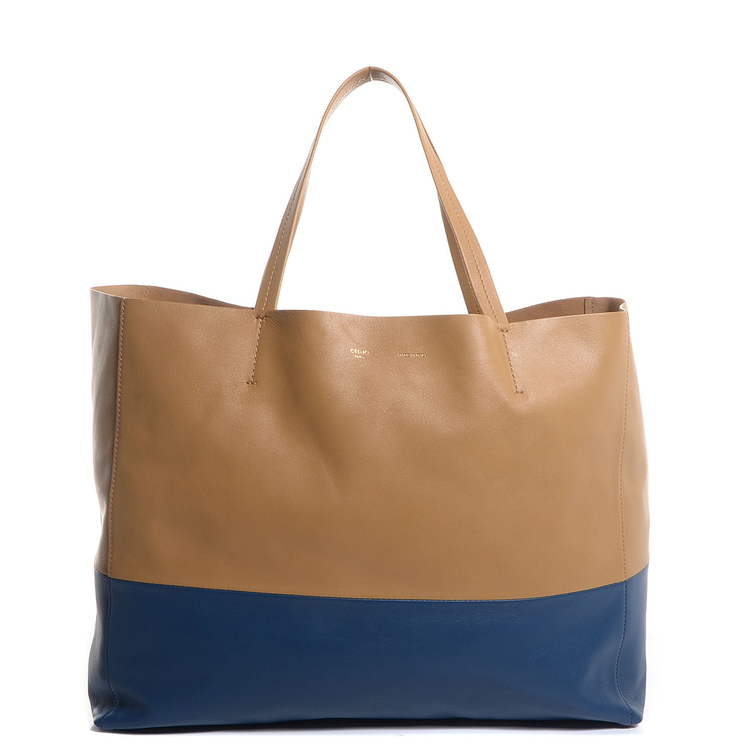 Celine Lambskin Horizontal Bi-Cabas Blue Camel 1 of 9