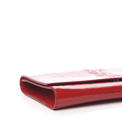 Saint Laurent Textured Patent Monogram Large Belle De Jour Clutch Red 7 of 8
