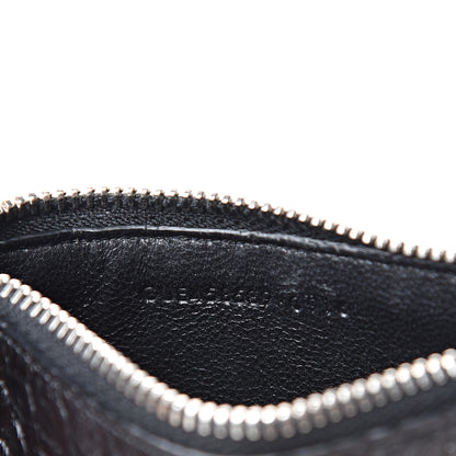 Saint Laurent Calfskin Crocodile Embossed 5 Fragments Zip Card Case Black 6 of 7