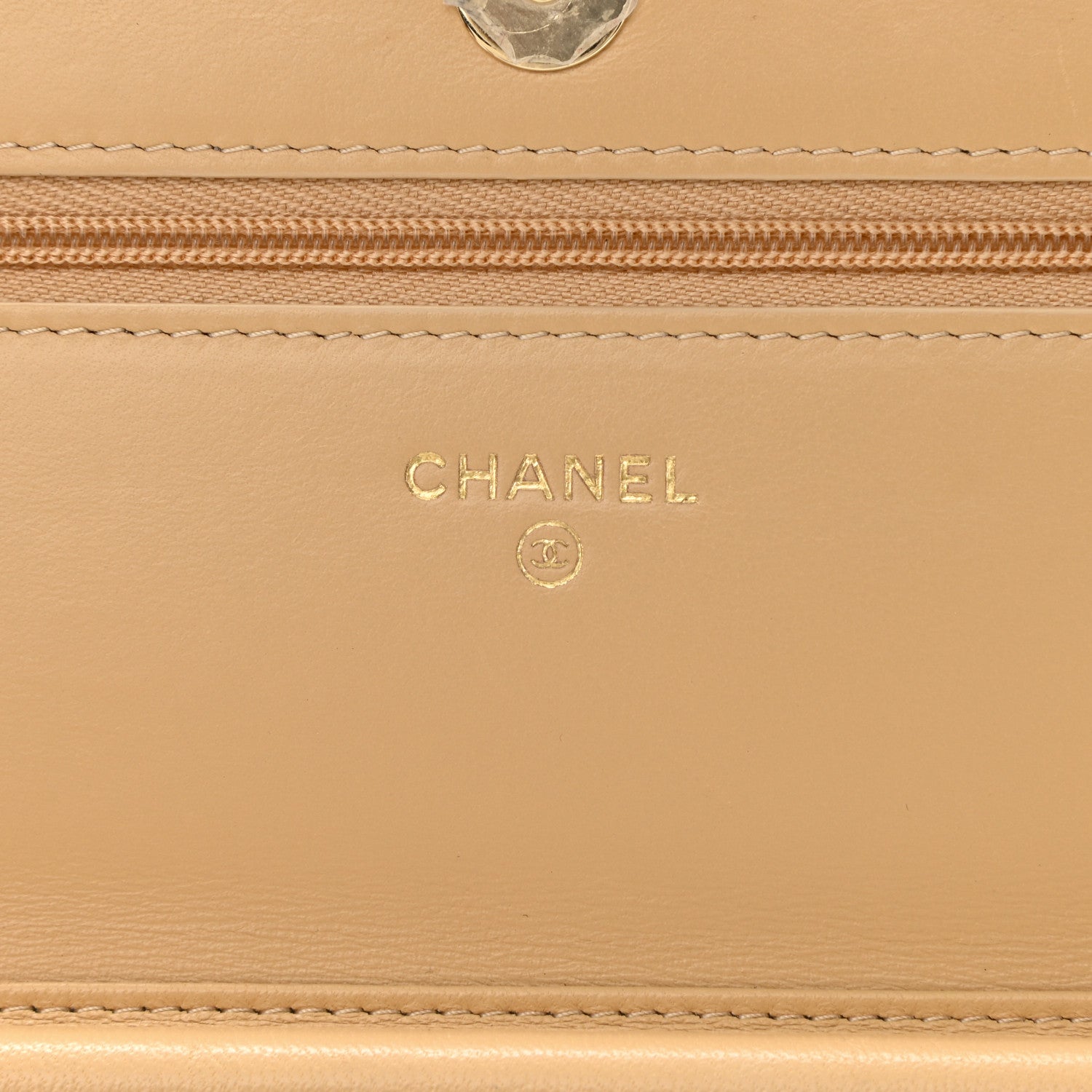 Chanel Lambskin Quilted Wallet On Chain WOC Beige Black 6 of 12