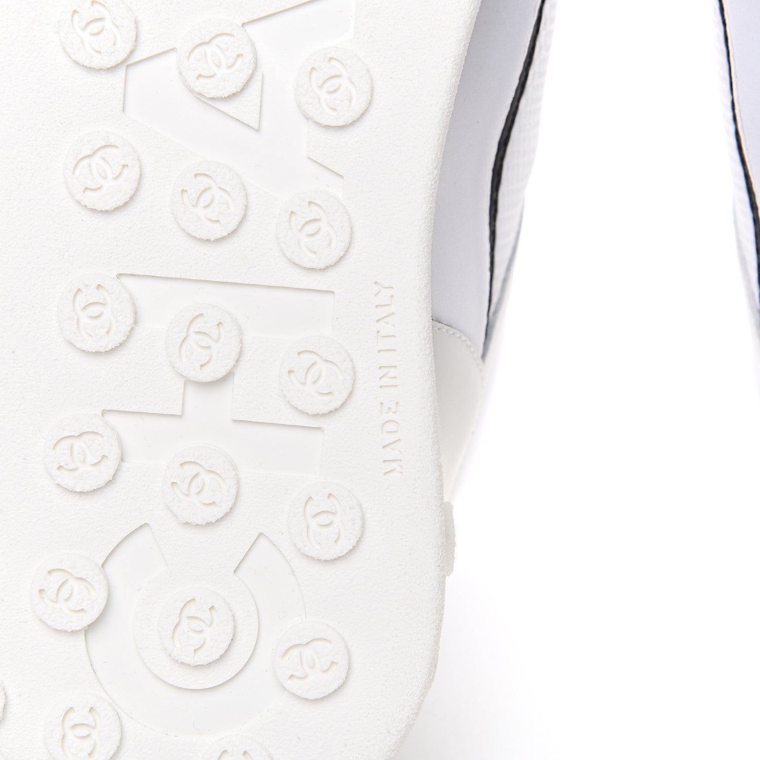 Chanel Calfskin Mesh Lycra Womens Logo High Top Sneakers 40.5 White 6 of 8