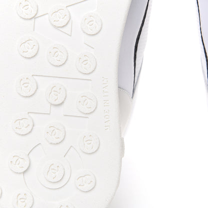 Chanel Calfskin Mesh Lycra Womens Logo High Top Sneakers 40.5 White 6 of 8