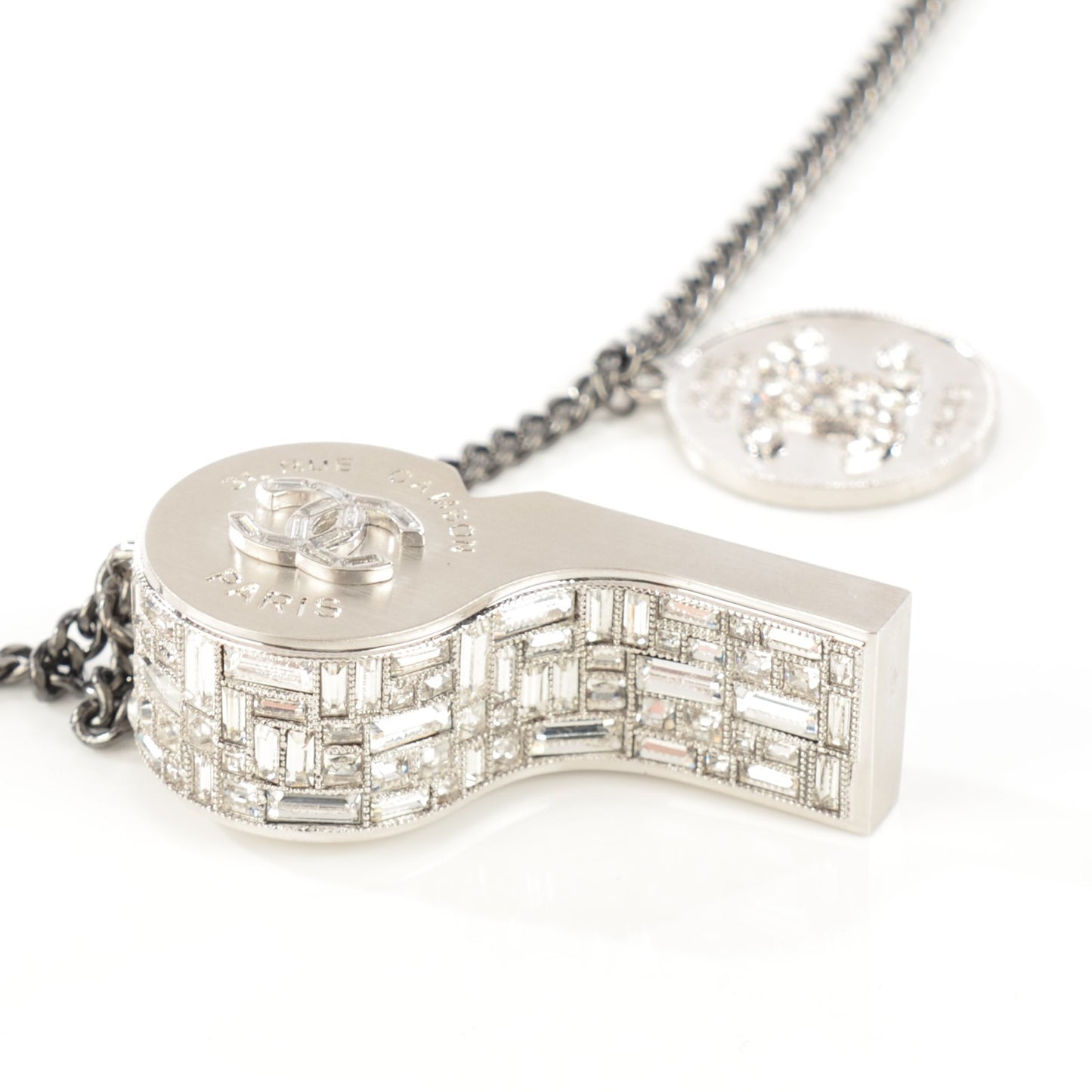 Crystal CC Whistle Pendant Necklace