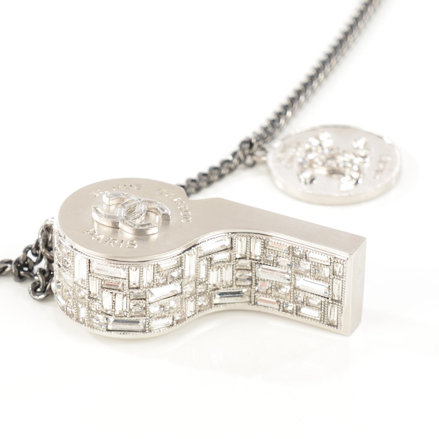 Chanel Crystal CC Whistle Pendant Necklace 7 of 10