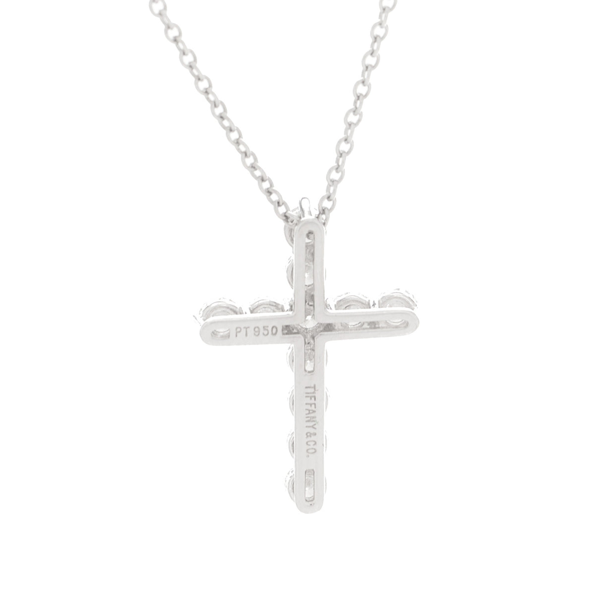 Platinum Diamond Small Cross Pendant Necklace