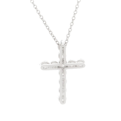 Tiffany Platinum Diamond Small Cross Pendant Necklace 6 of 7