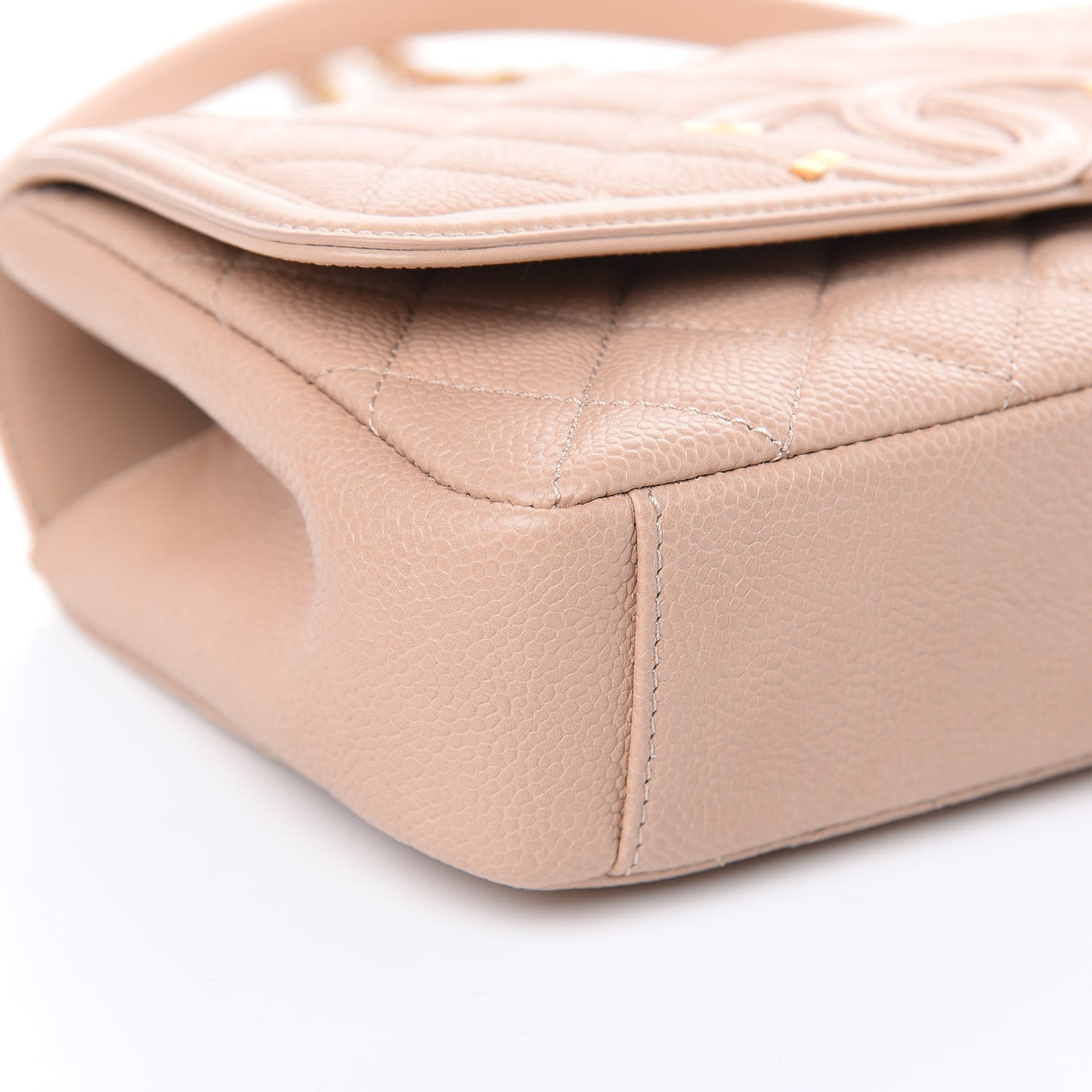 Caviar Quilted Small CC Filigree Flap Beige
