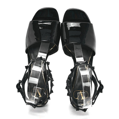 Valentino Garavani Patent Rockstud Block Ankle Strap 60mm Sandals 36.5 Black 2 of 10