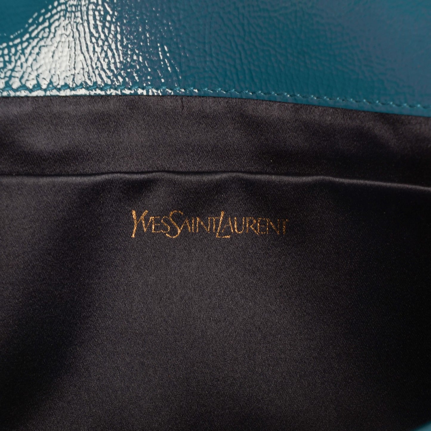 Textured Patent Monogram Large Belle de Jour Clutch Turquoise
