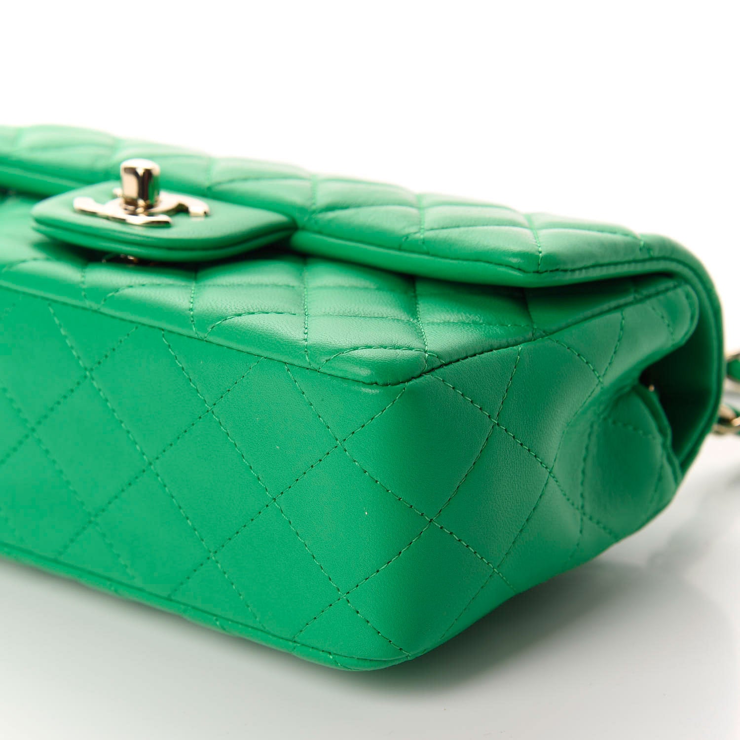 Chanel Lambskin Quilted Mini Rectangular Flap Green 6 of 10