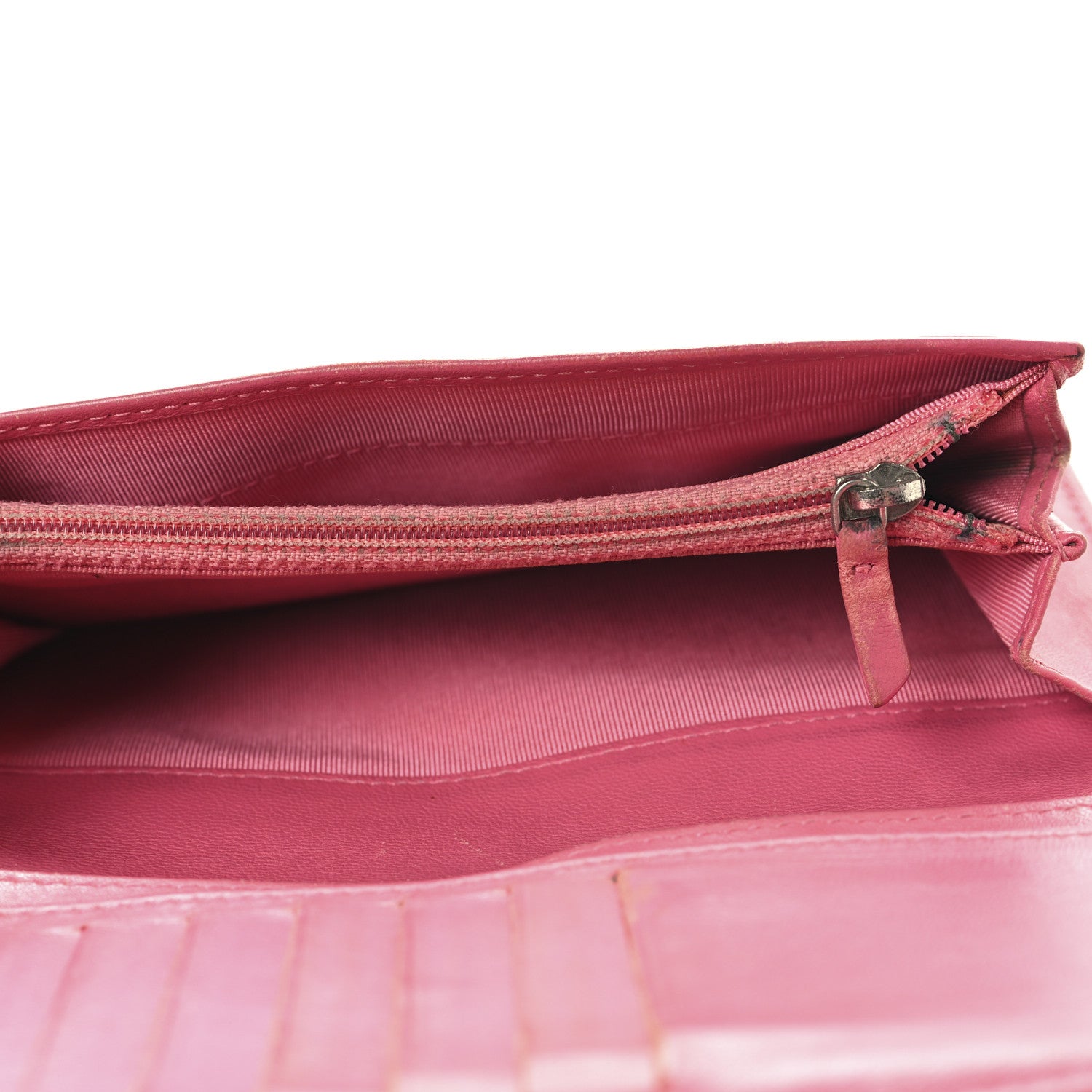 Chanel Lambskin Quilted Yen Wallet Red Pink 11 of 13