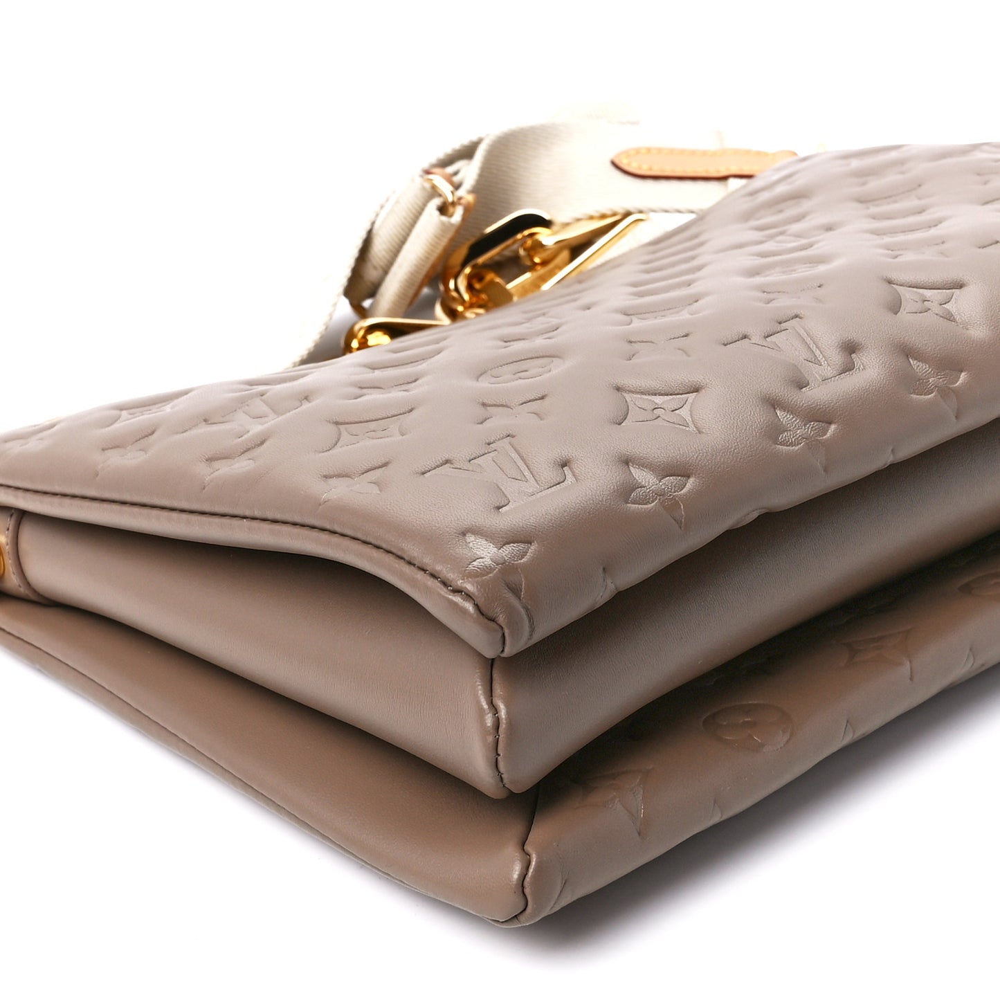 Lambskin Embossed Monogram Coussin MM Taupe