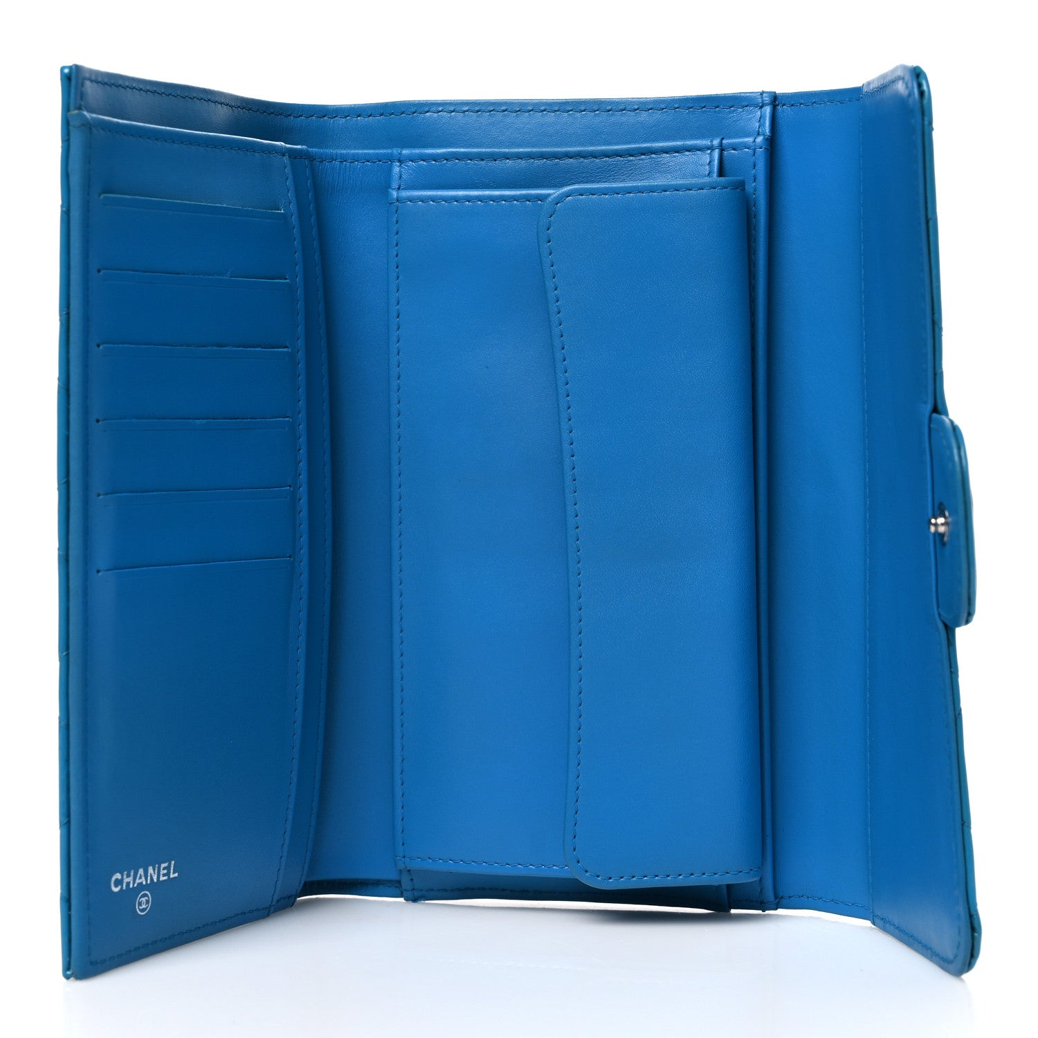 Chanel Patent Calfskin Quilted Large Flap Wallet Blue 5 of 9