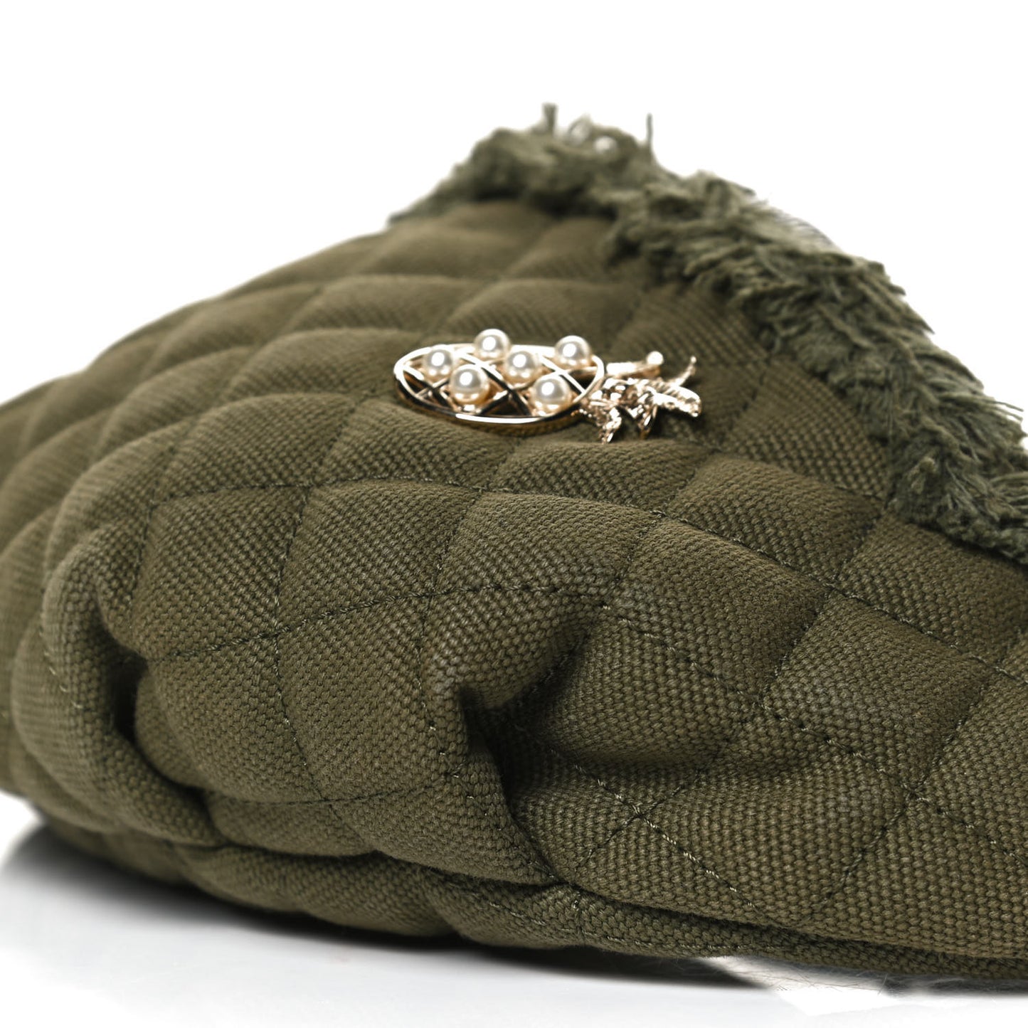 Canvas Lambskin Quilted Coco Cuba Charms Waist Bag Khaki
