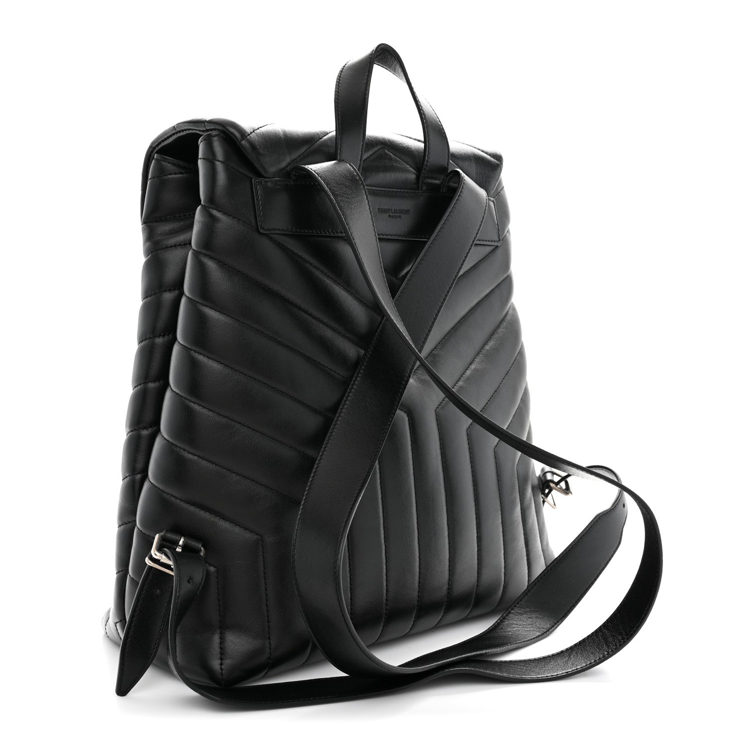 Saint Laurent Calfskin Y Quilted Monogram Medium Loulou Backpack Black 3 of 10