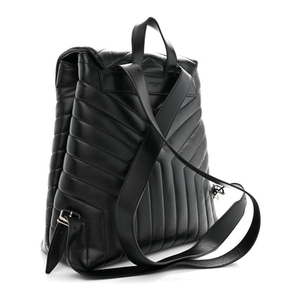 Saint Laurent Calfskin Y Quilted Monogram Medium Loulou Backpack Black 3 of 10