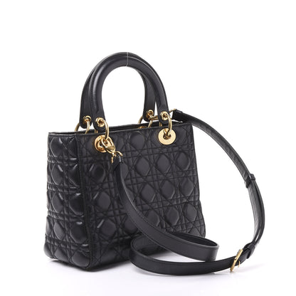 Christian Dior Lambskin Cannage Medium Lady Dior Black 2 of 9