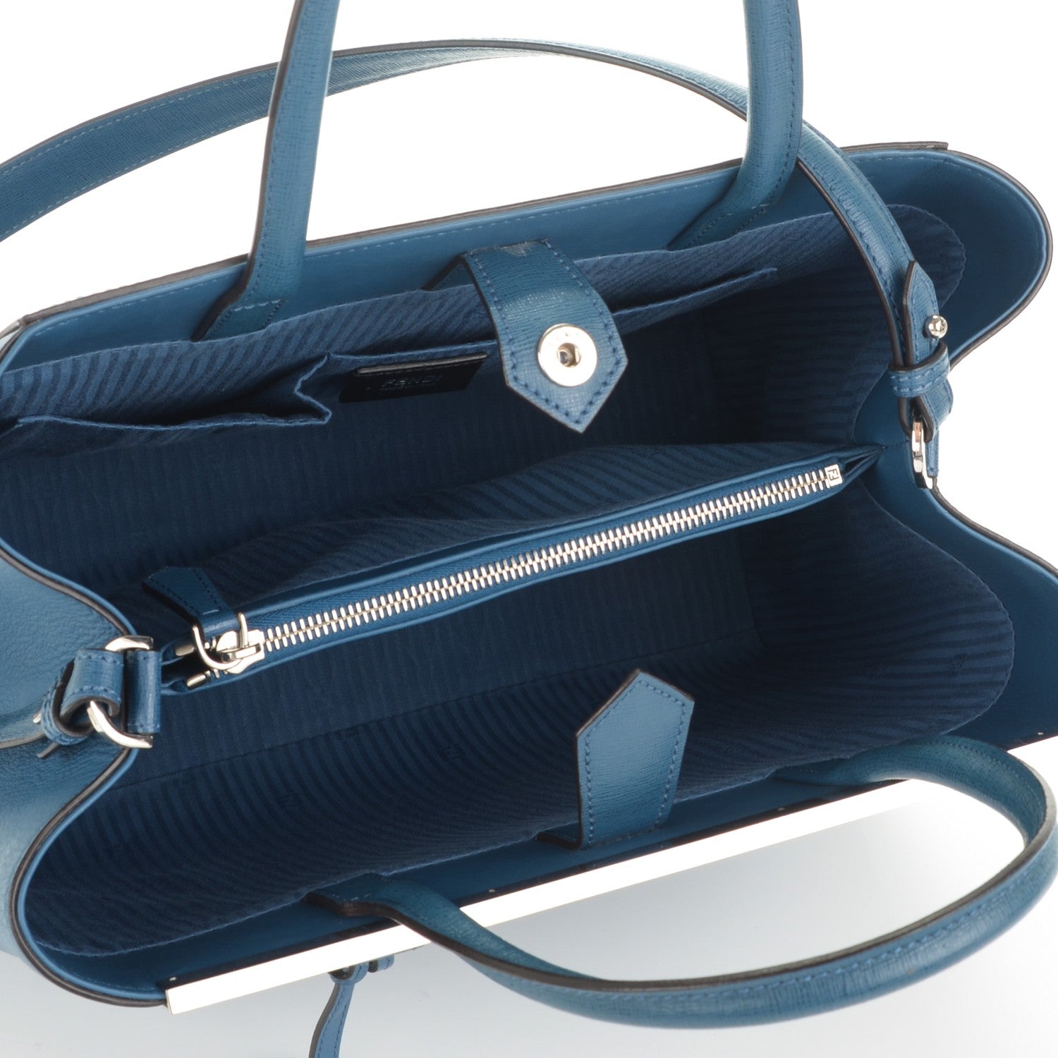Fendi Vitello Elite Regular 2Jours Tote Blue Cobalto 5 of 7