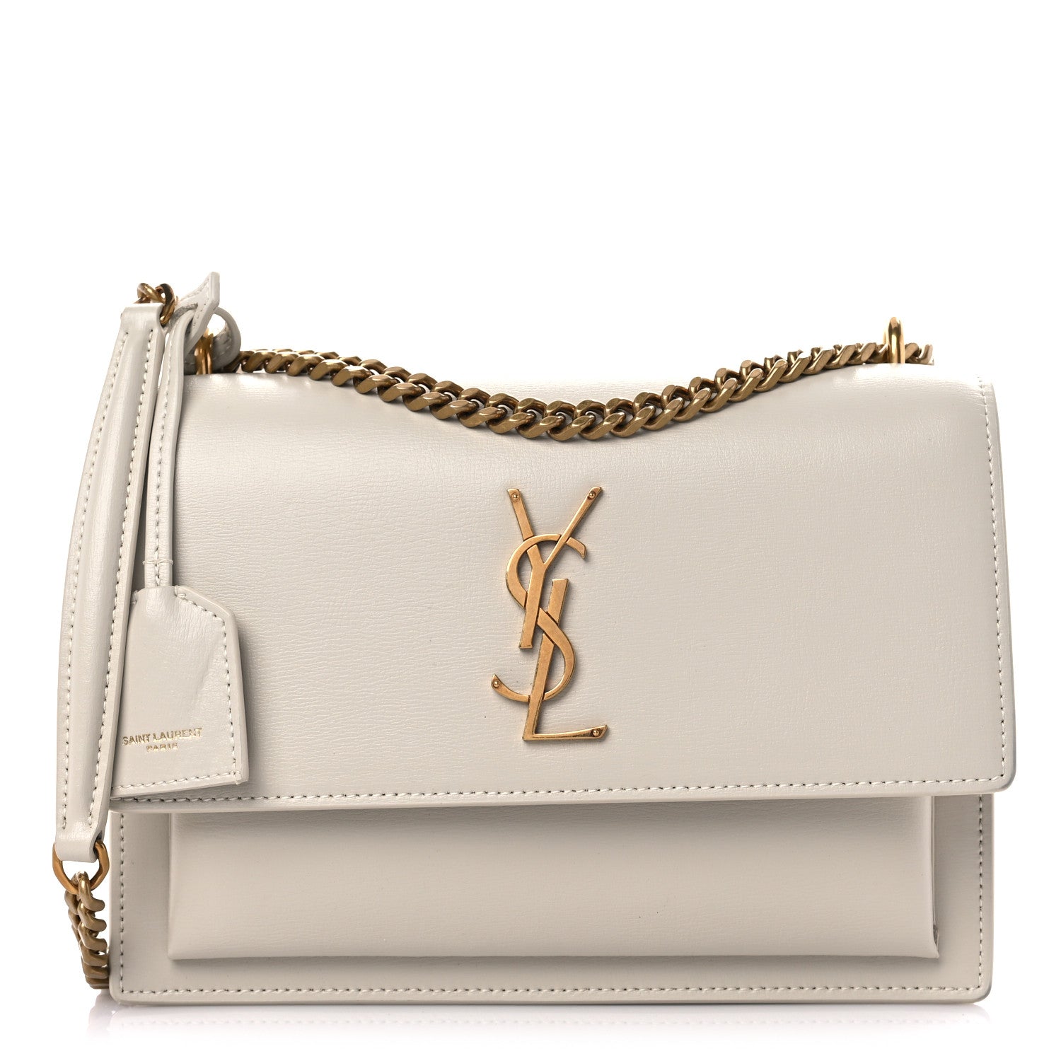 Saint Laurent Smooth Calfskin Medium Monogram Sunset Satchel Blanc Vintage 1 of 12