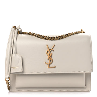 Saint Laurent Smooth Calfskin Medium Monogram Sunset Satchel Blanc Vintage 1 of 12
