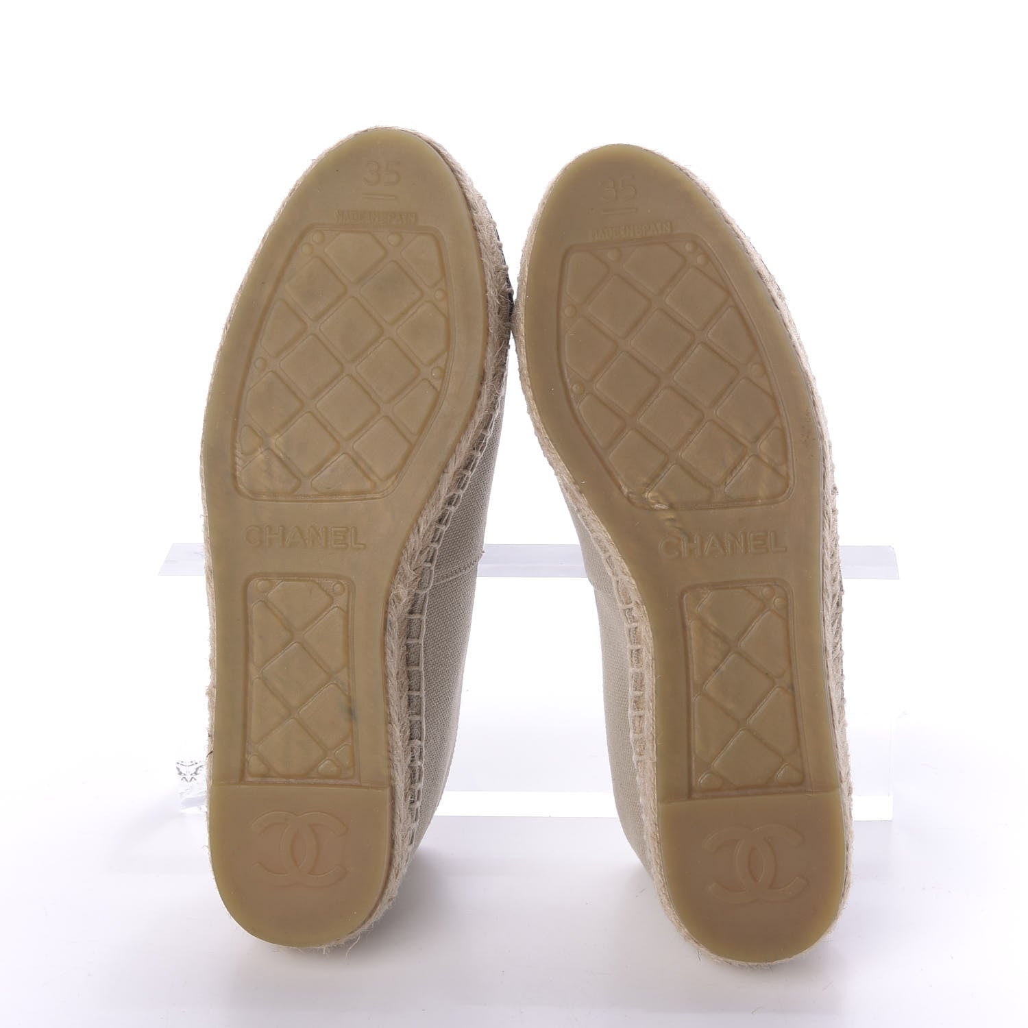 Chanel Canvas Grosgrain CC Espadrilles 35 Beige Black 7 of 11