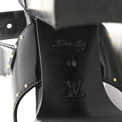 Louis Vuitton Patent Calfskin Monogram Studded Star Trail Sandal 40 Black 8 of 14
