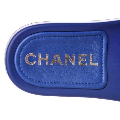 Chanel Lambskin Quilted CC Mules Sandals 36 Dark Blue 5 of 10