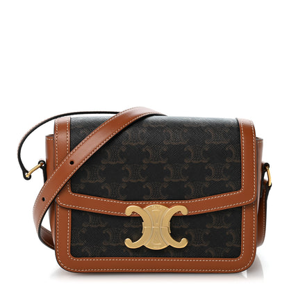 Celine Calfskin Triomphe Canvas Teen Triomphe Bag Tan 1 of 10