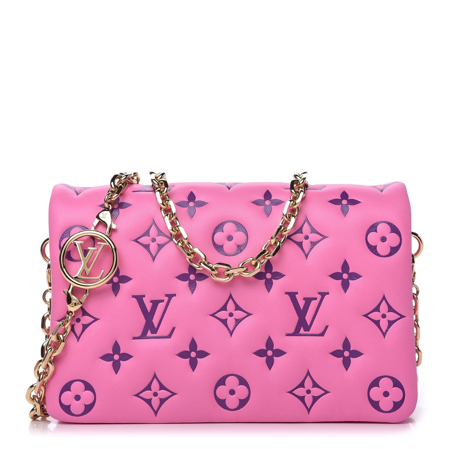 Louis Vuitton Lambskin Embossed Monogram Vuittamins Pochette Coussin Rose Violet 1 of 10