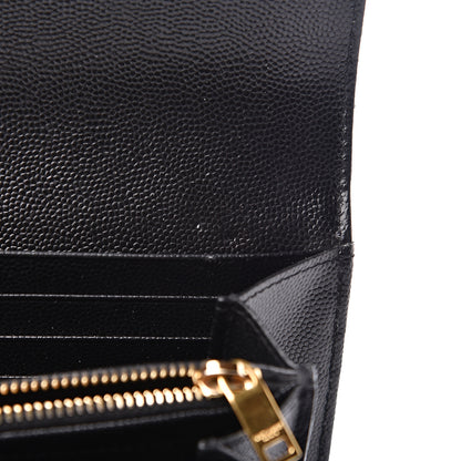 Saint Laurent Grain De Poudre Matelasse Chevron Monogram Flap Wallet Black 11 of 12