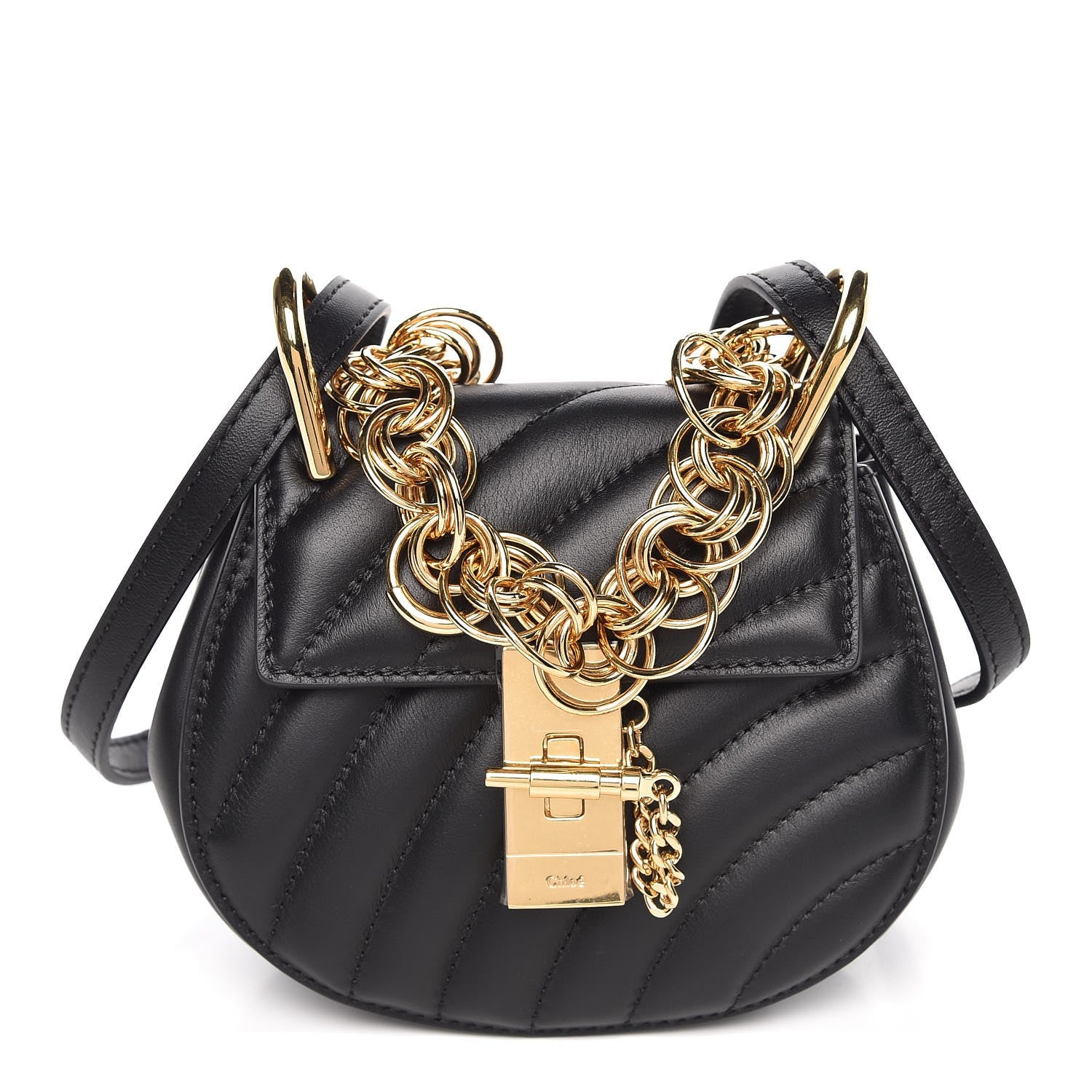 Chloe Calfskin Quilted Nano Drew Bijou Shoulder Bag Black 2 of 13