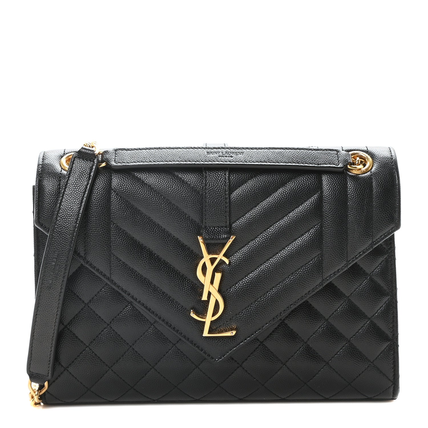 Saint Laurent Grain De Poudre Textured Mixed Matelasse Triquilt Medium Monogram Satchel Black 1 of 9