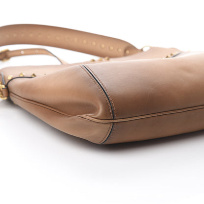 Valentino Garavani Buffed Calfskin Medium Twinkle Studs Hobo Camel 5 of 8
