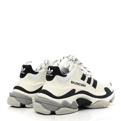 Balenciaga X ADIDAS Fabric Mesh Womens Triple S Sneakers 36 White Black Light Grey Grey 4 of 7
