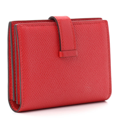 Hermes Epsom Bearn Card Holder Wallet Rouge Tomate 3 of 7